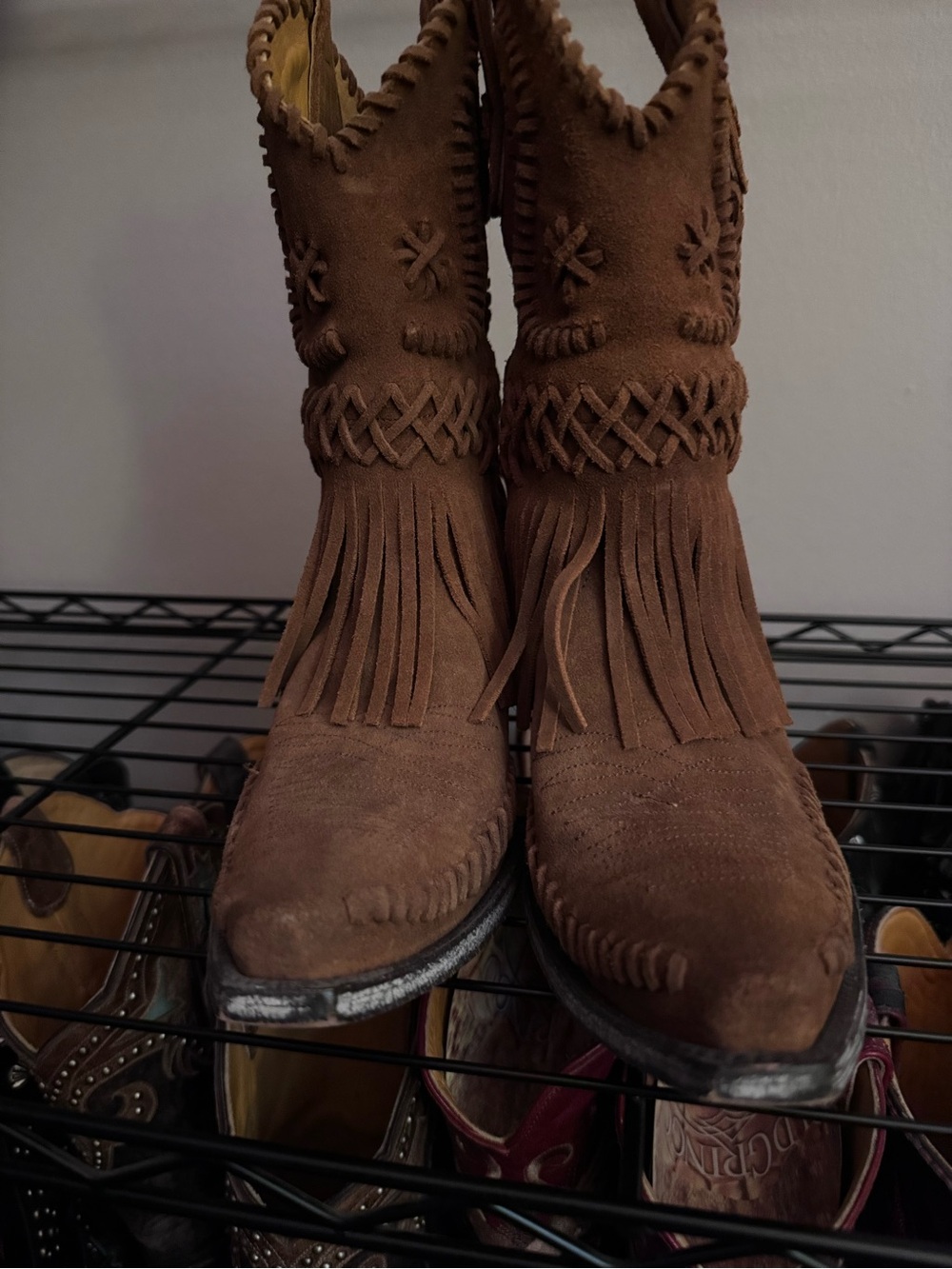 Old Gringo Brown Suede Fringe Western Heeled Boots